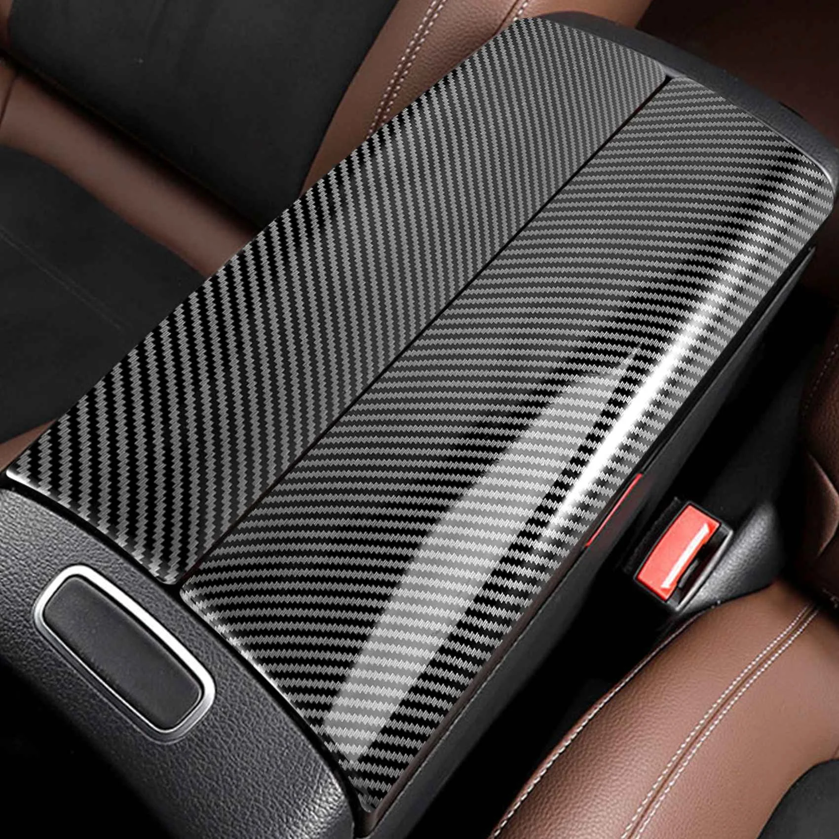 لوحة صندوق مسند ذراع السيارة من ألياف الكربون ، مرسيدس بنز فئة C W205 GLC