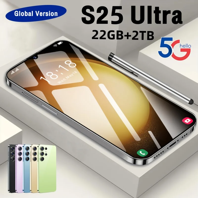 

HOT 2025 new S25 Ultra original intelligent 5G dual card dual standby Android 14 system global version phones 8000mAh battery