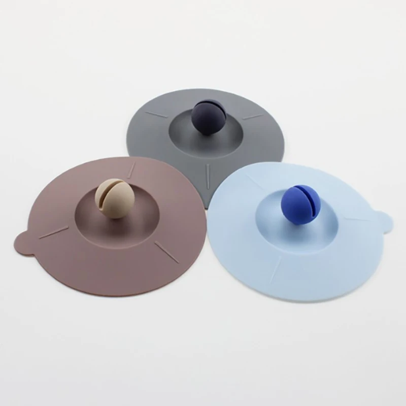 Silicone Mug Cover Food Grade Anti-dust Silicone Hot Cup Lids with Spoon Holder