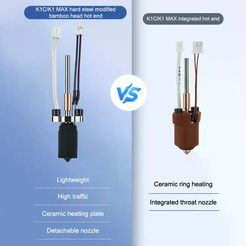 

Upgraded Hotend for Creality K1C/K1 MAX; Rapid-Change Nozzle Kit; Ceramic Heating Module; Strong Brass 3D Printer Spare Parts.