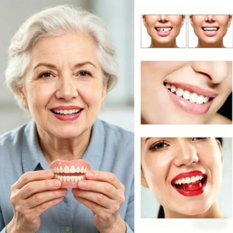 

Новый силиконовый набор для замещения зубных промежутков 2026: ортодонтические верхние и нижние искусственные зубы, мягкие, декоративные, комфортные, реалистичные, комплект зубных протезов