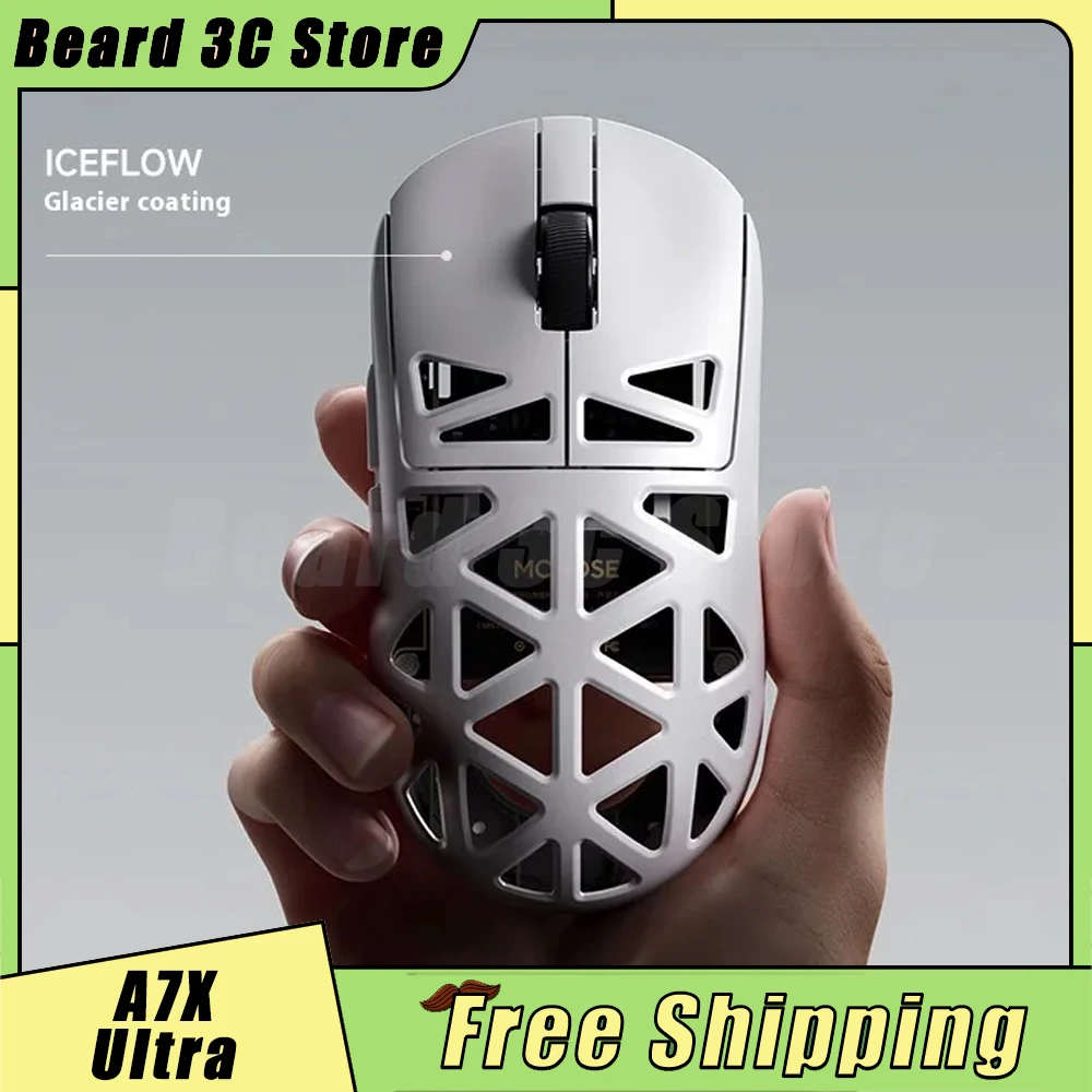 

MCHOSE A7X Ultra Mouse Tri Mode Беспроводная игровая мышь из магниевого сплава PAW3950 Легкая полая 42000 точек на дюйм для ПК Аксессуар в подарок