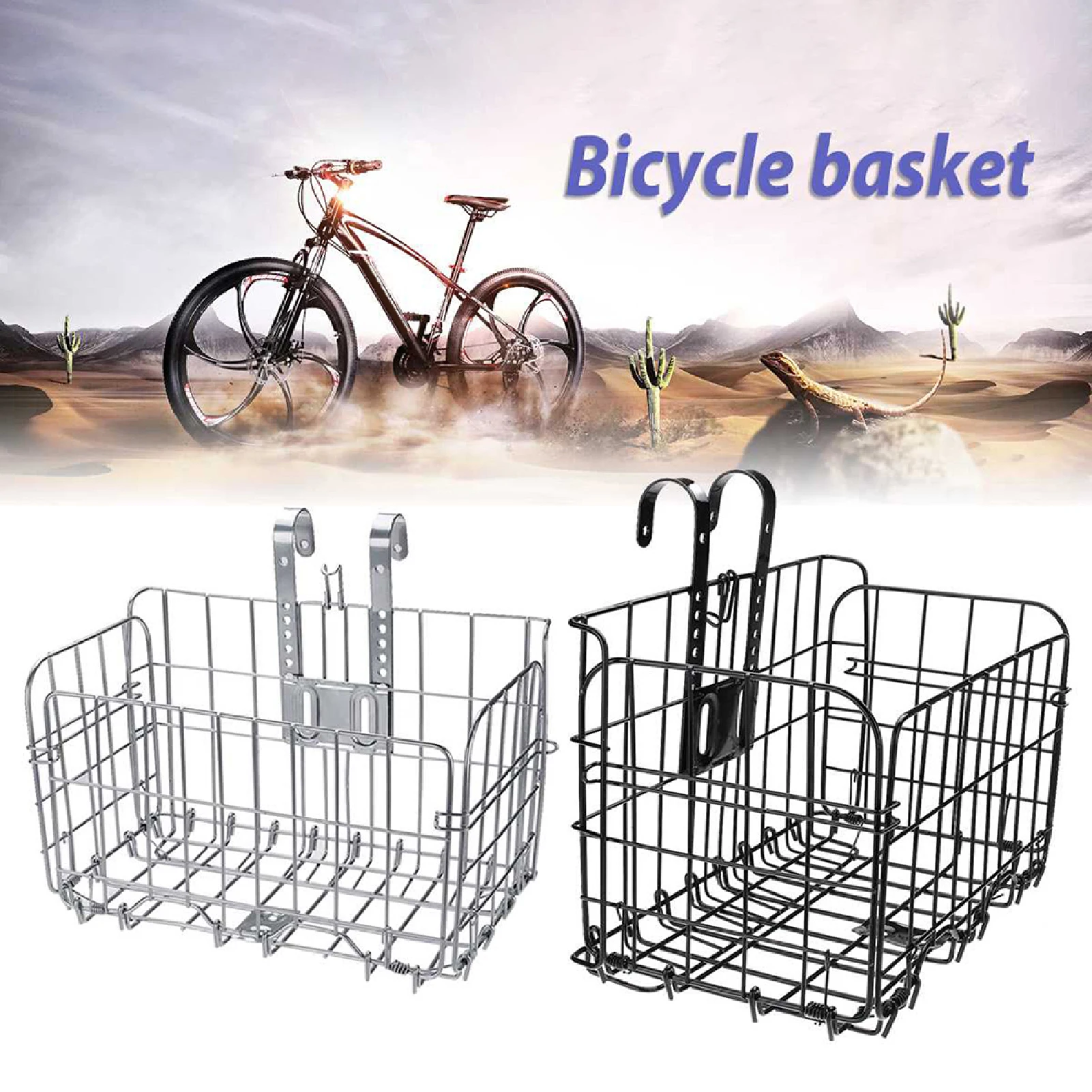 

Adjustable Metal Bike Basket Fixed Holder Folding Bicycle Iron Frame Foldable Front Rear Wire Storage Carrier Modification Lamp