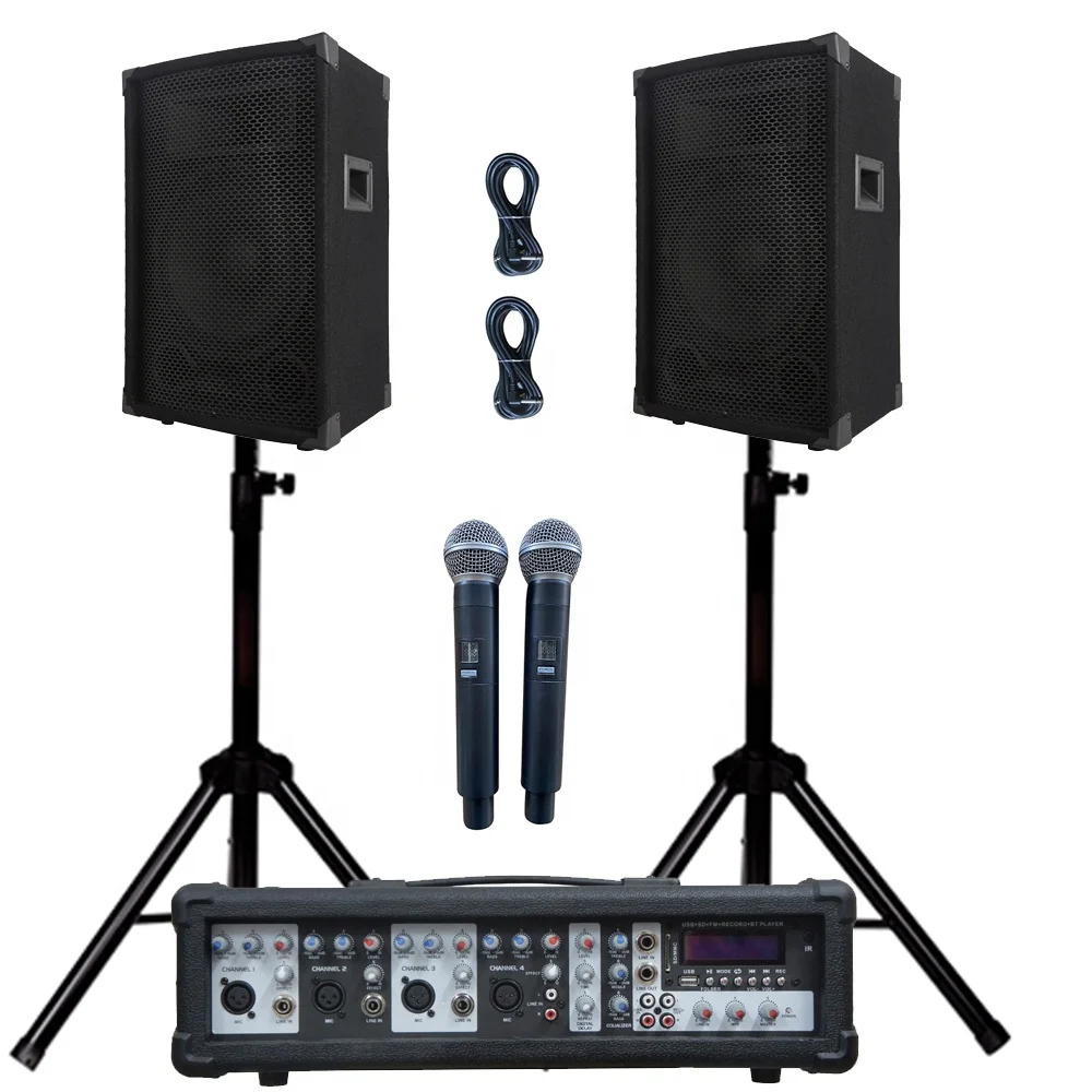 

Professional Audio 1000W 2X12"Subwoofer PA Speaker System BT TWS Karaoke Sets Dj System 4 Channel Powered Mixer Bocina Parlant