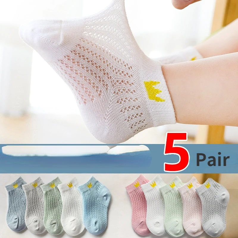 

Cute Cotton Baby Short Socks 5 Pairs Toddler Boys Girls Summer Mesh Thin Sock Kids Children Colorful Socks Infant Newborn Sock