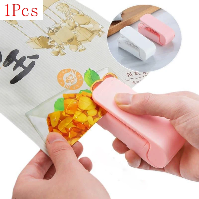 1Pcs Portable Mini Food Heat Sealing Machine Impulse Sealer Seal Packing Plastic Bag Kitchen Storage Bag Clips Bag Heat Sealer