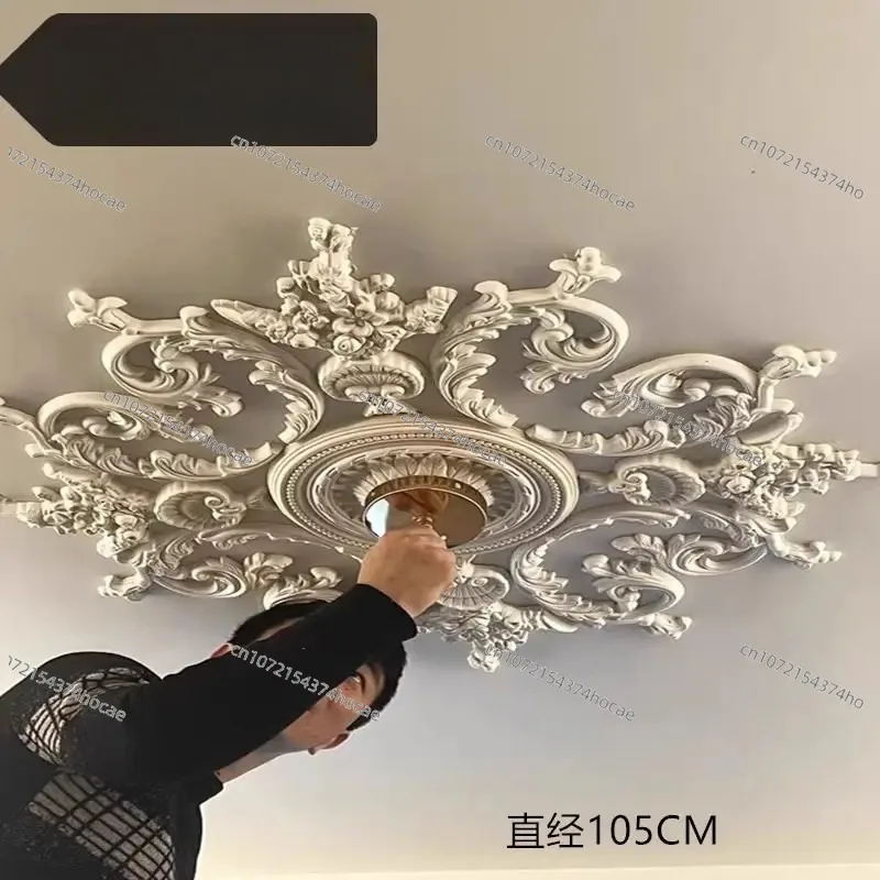 European French Gypsum Parquet Light Panel Ceiling Lamp Pool Modeling Relief Decorative Element for Home Improvement