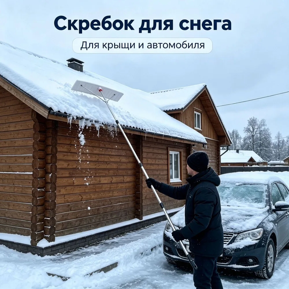 Telescopic Snow Roof Rake 3/3.5/4/4.5m Adjustable Snow Removal Tool for Greenhouse Roof Home Use Snow Cleaning