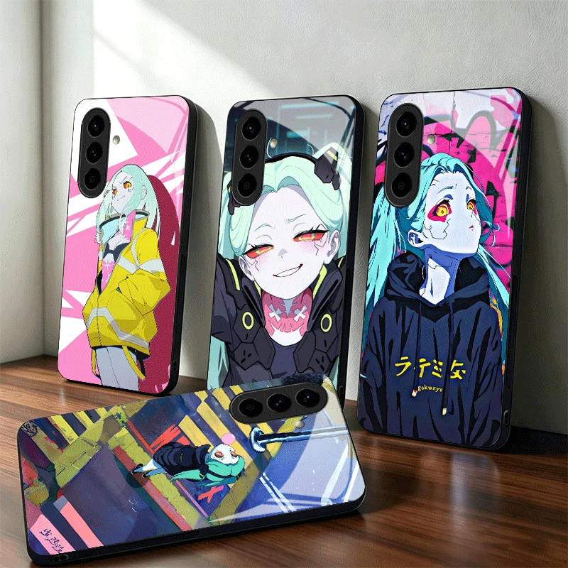 E-Edgerunners Anime Rebecca Glass Phone Case for Samsung A17 A16 A15 A14 A13 A57 A56 A55 A54 A53 A37 A36 A35 A34 A33 A27 A26 A25