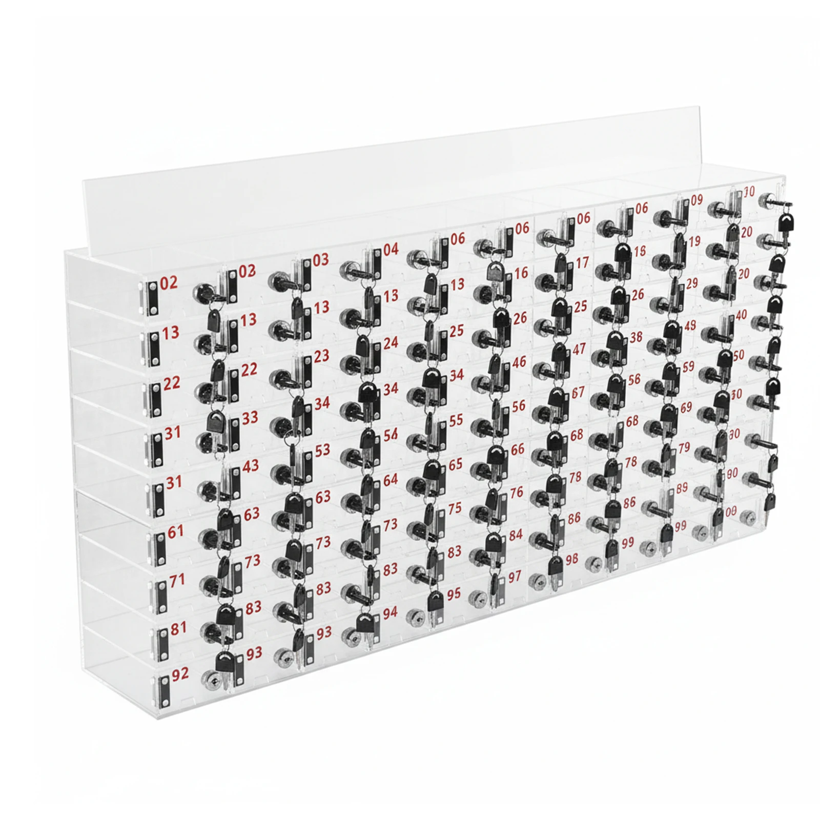 

100 Slots Cell Phone Storage Cabinet Bin Clear Acrylic Mobile Phone Organizer with Door Locks and Keys for Office Factory