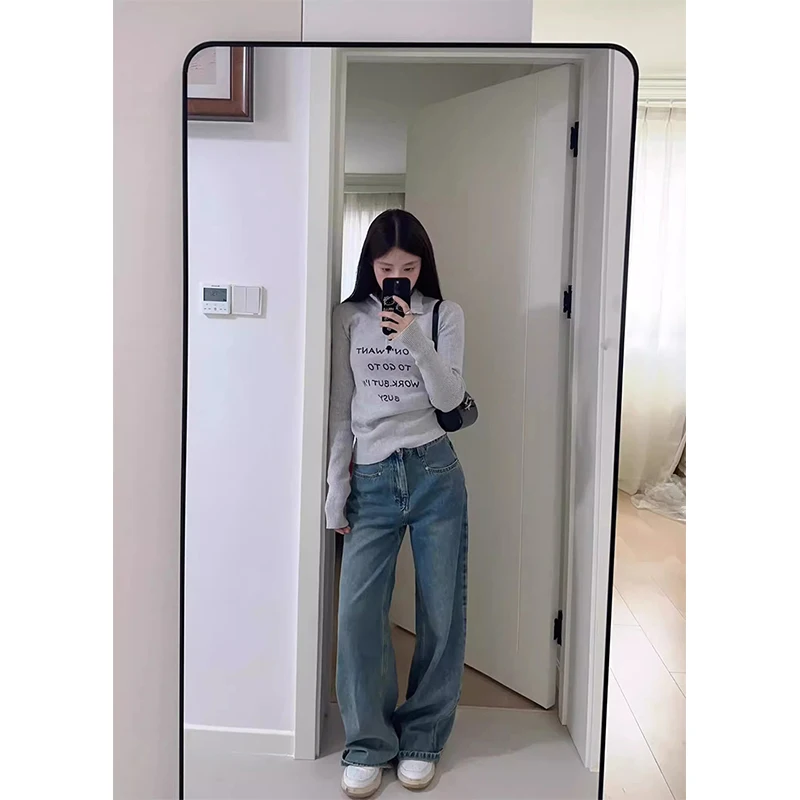 سترة MEXZT Y2K للسيدات بلوفرات محبوكة مطبوعة بأحرف الشارع الشهير موضة كورية بأكمام طويلة تريكو شتوي نحيف جديد