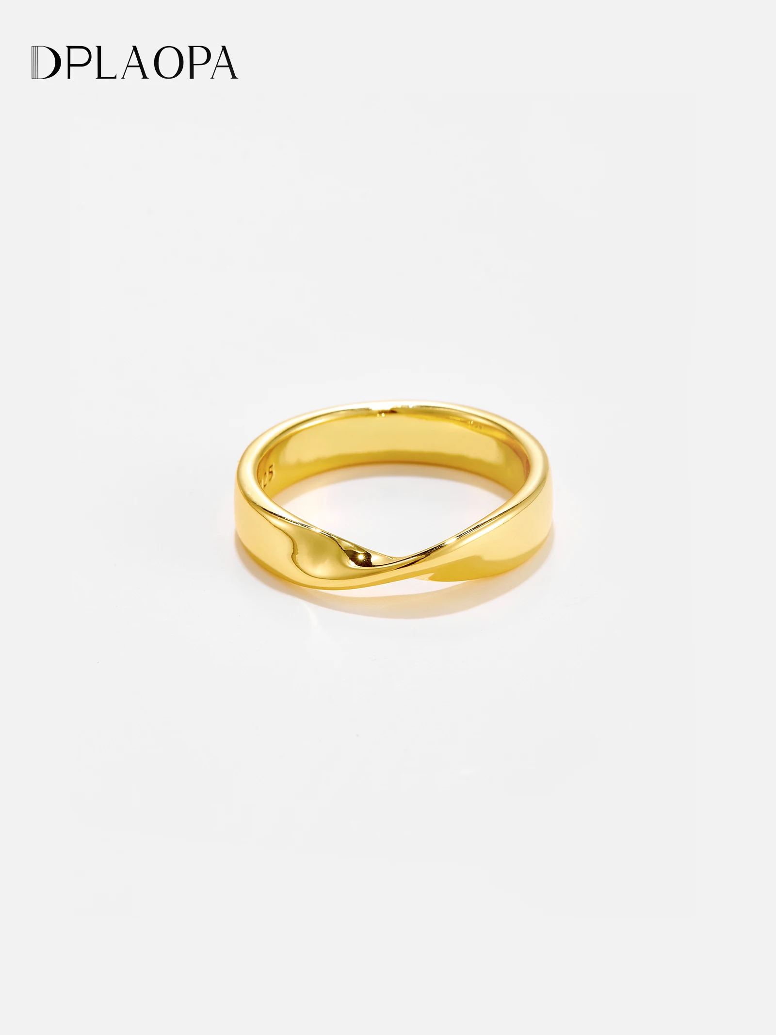 DPLAOPA 925 Sterling Silver Circle Middle Twist Plain Color Ring Women Simple Fine Fashion Women Daily Jewelry Accessories