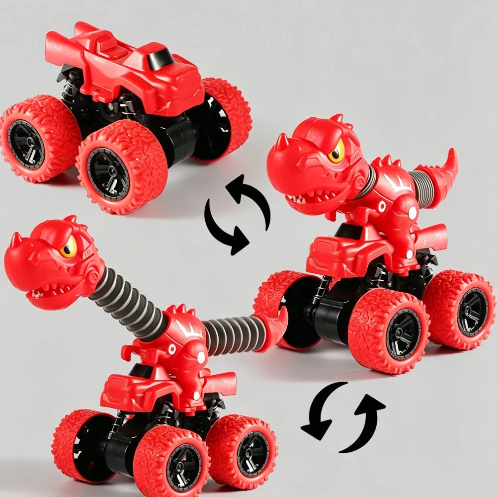 Pop Tubes Dinosaur Monster Trucks with Expandable Bellows Neck and Tail Friction Powered Gliding Vehicles for Kids