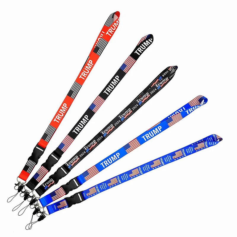 1/2/3/4/5Pcs TRUMP American Flag Logo Lanyards Sports Mobile Phone Keychain Strap ID Card Badge Holder DIY Hang Rope Keyrings