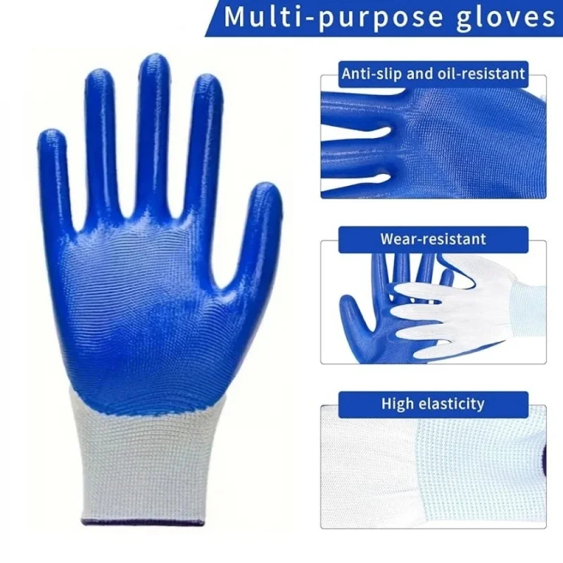 Coated Safety Work Gloves Non-Slip Seamless Knit Working Gloves Durable Men Mechanic Industrial Warehouse Gloves