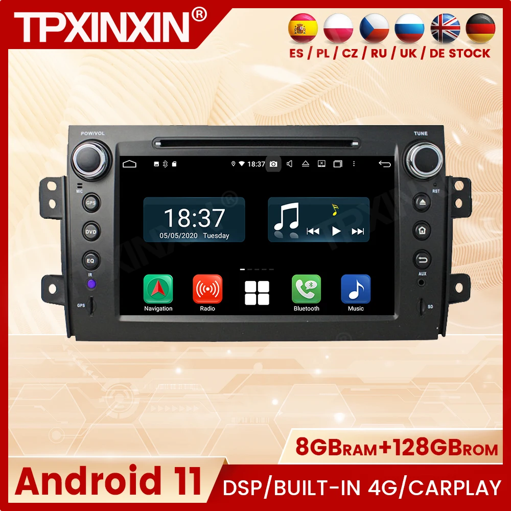 GPS 2 Din Android 11 Automotive Multimedia For Suzuki SX4 2006 2007 2008 2009 2010 2011 2012 Radio Coche With Bluetooth Carplay