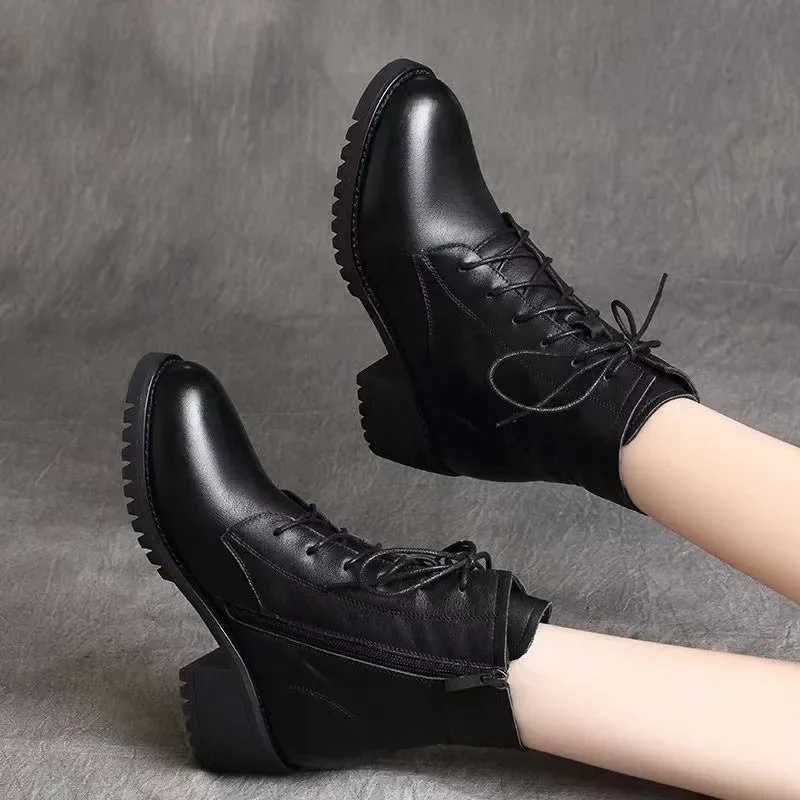 2024 High Quality Ladies Shoes Side Zipper Women\'s Boots Fashion Cross-tied Modern Boots Women Hot Sale Plus Size Ankle Boots