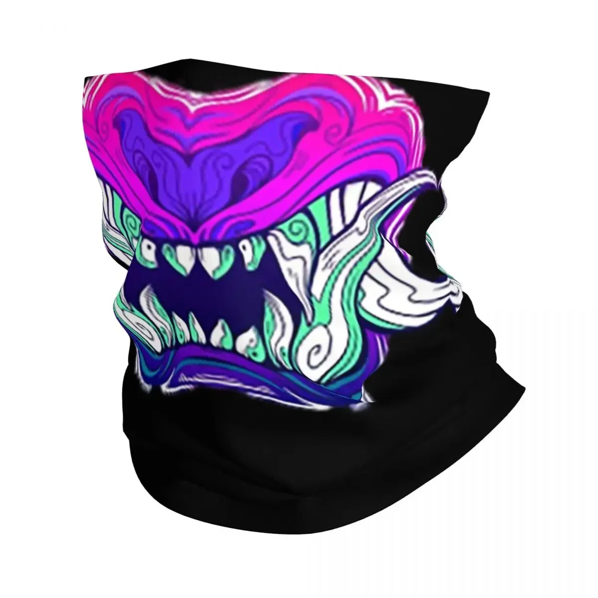 Oni Tiger Demon Bandana Neck Gaiter Printed Wrap Mask Scarf Warm Headband Hiking Fishing Unisex Adult Winter