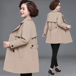 Middle-aged mother Spring Trench Coat 2025 Fashion Loose Double-breasted Long Overcoat Plus size 5XL Casual Female windbreaker