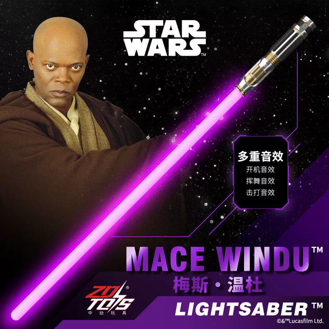 ZD Toys Mace Windu Star Wars Luke Anakin Skywalker Darth Vader Master Yoda‌ Figure Model Collectible Light Sound Lightsaber Toy