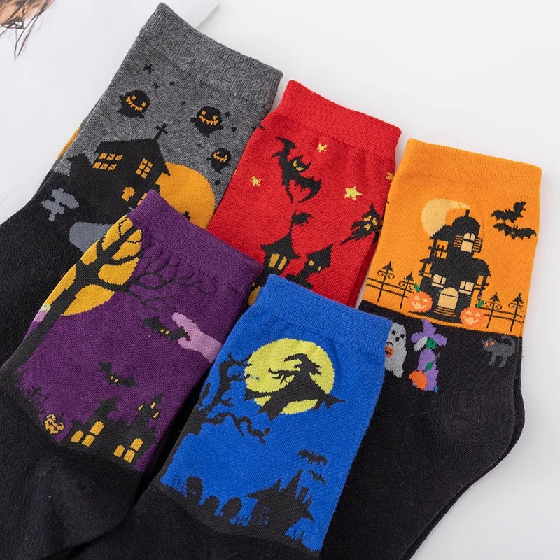 

Halloween Autumn winter Women Socks Pumpkin Bat Wizard Ghost Scary Halloween Party Supplies Socks Gift