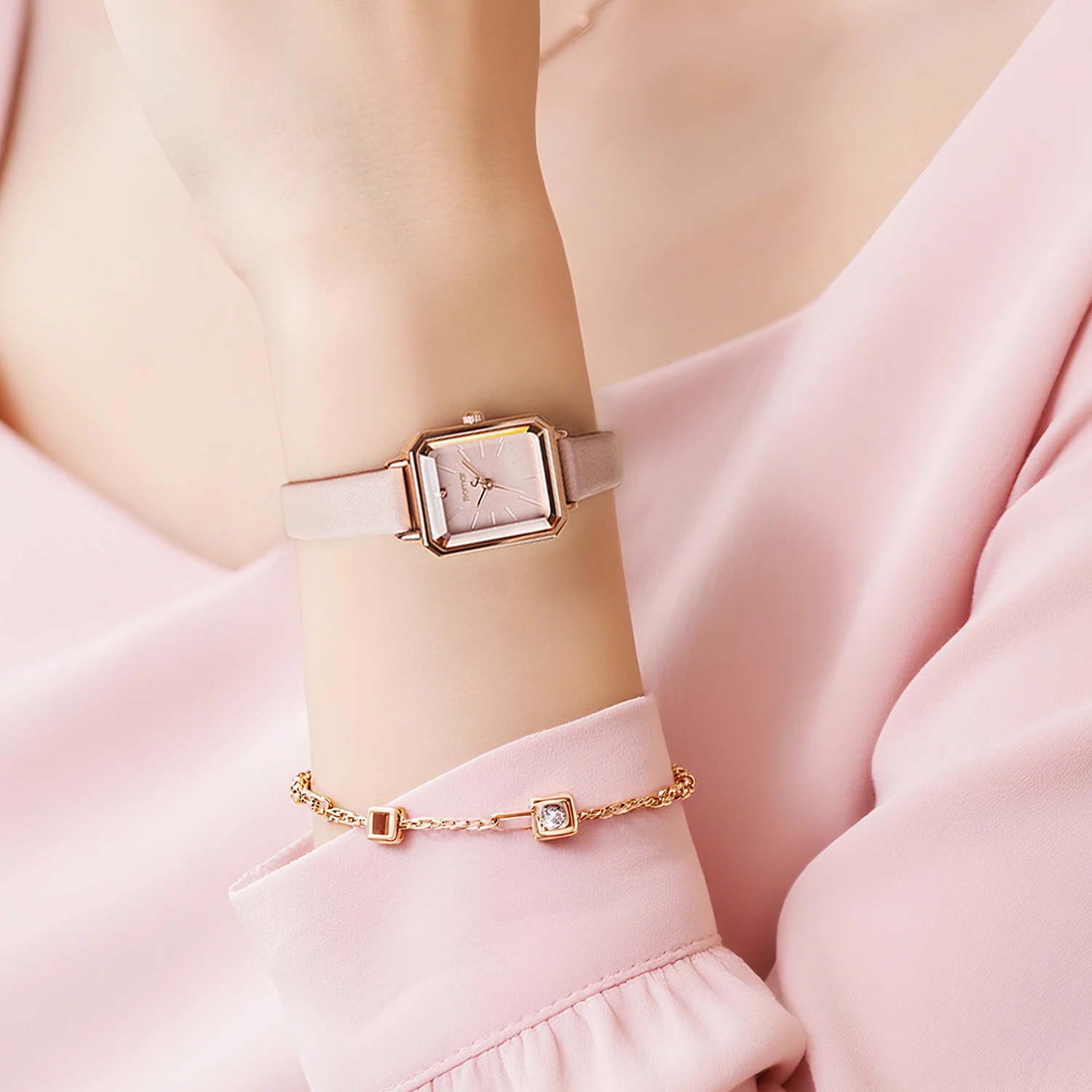 ساعة بومار فاشن أنيقة كلاسيكية مربعة فاخرة من الجلد الأحمر الخمري المقاوم للماء كوارتز للنساء، للنساء للساعة