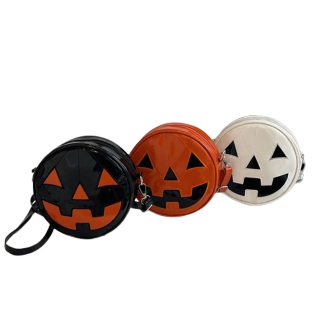 

Pu Leather Bag Adjustable Halloween Pumpkin Bag Adjustable Strap Satchel Round Pumpkin Crossbody Bag For Holiday Parties Street