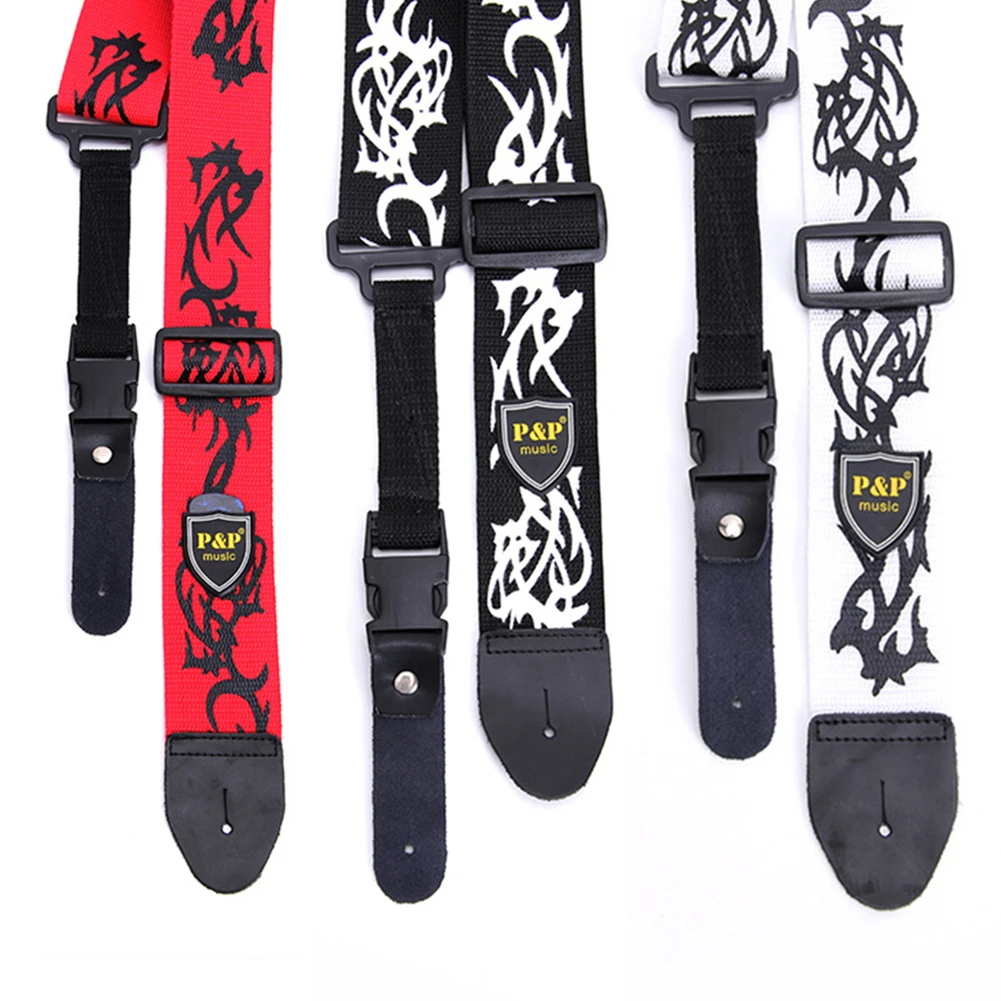 New Guitar Strap Adjustable Strap Black For Electric Acoustic Guitar Bass Guitar Strap Leather End 1 * Guitar Strap