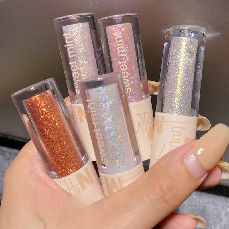 Ombretto liquido glitterato Illumina il trucco del baco da seta sdraiato Liquido diamante impermeabile Illumina i cosmetici per il trucco duraturo del baco da seta