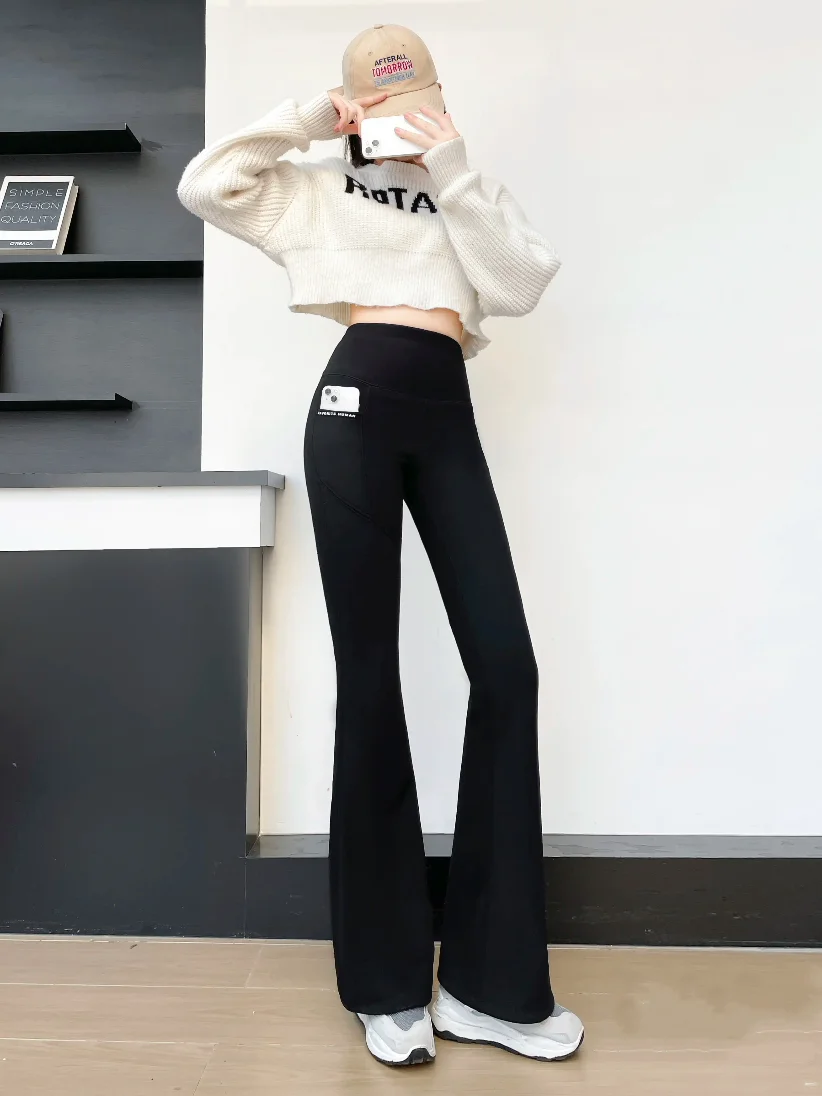 Cintura alta Fce forrado micro queimado arcaskin Yoga Calças femininas outono inverno agasalhos casuais cintura alta com controle de barriga legg...