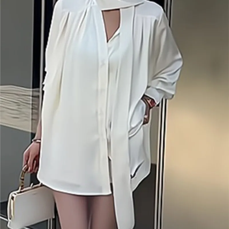 

Satin Shirt Women's New Chic Unique Collar Loose Fit Slimming