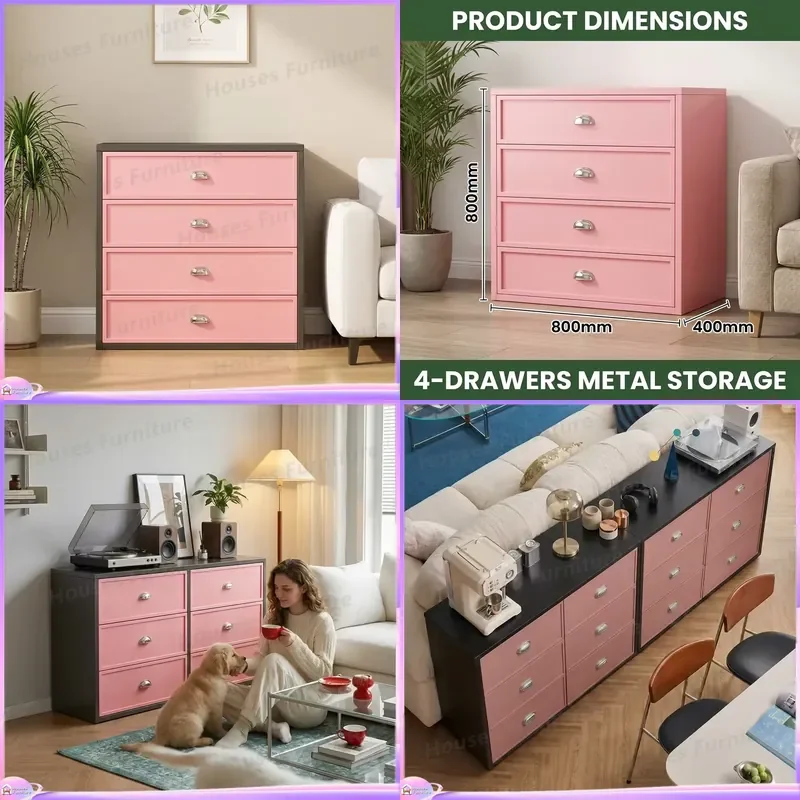 Modern Steel Shoe Cabinet 4 Drawers Large Capacity Storage Locker for Living Room Bedroom Home Bar Dining Room Metal