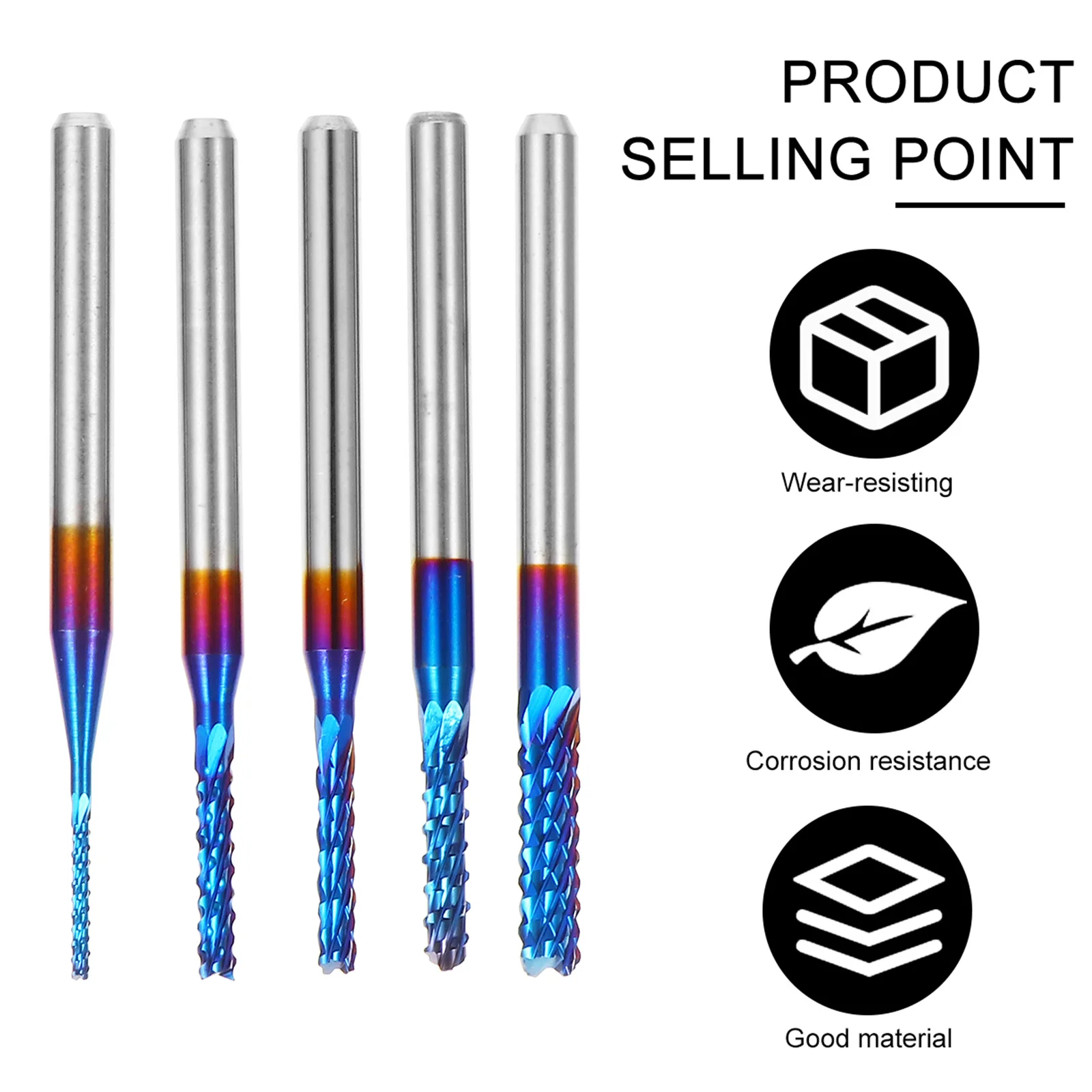 

10Pcs 0.8-3Mm Tungsten Steel Cnc Router Bits Nano Blue Coated End Mill for Woodworking Cutting Grinding Rotary Burr Milling