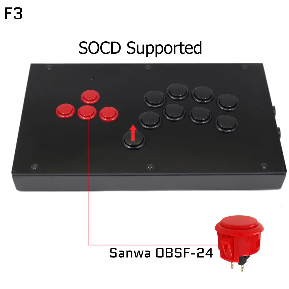 

FightBox F3 All Buttons Hitbox Style Arcade Joystick Fight Stick Game Controller For PS4/PS3/PC Sanwa OBSF-24 30 Black