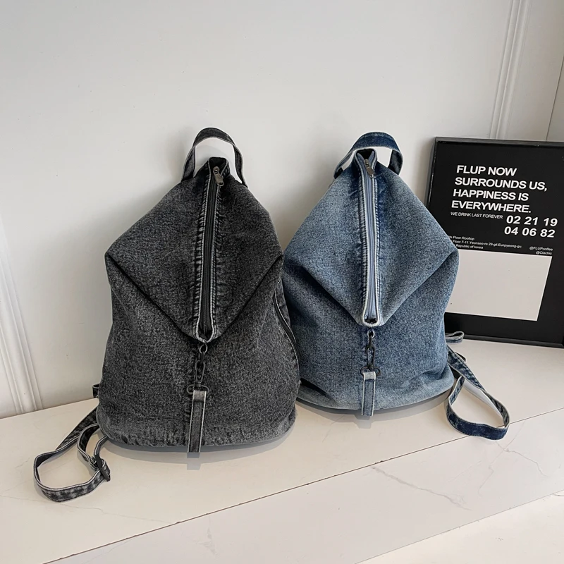

Fashion Casual Solid Denim Large Capacity Backpacks 2026 High Quality Creative Stylish Design Retro Portable Backpacks for Women