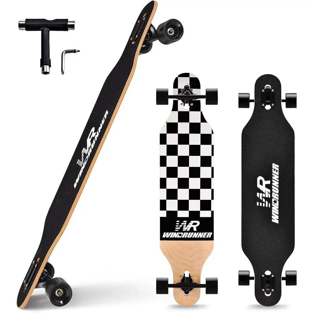 

41 Maple Drop-Through Longboard Cruiser with 8-Ply Deck for Carving, Cruising, and Downhill Riding
