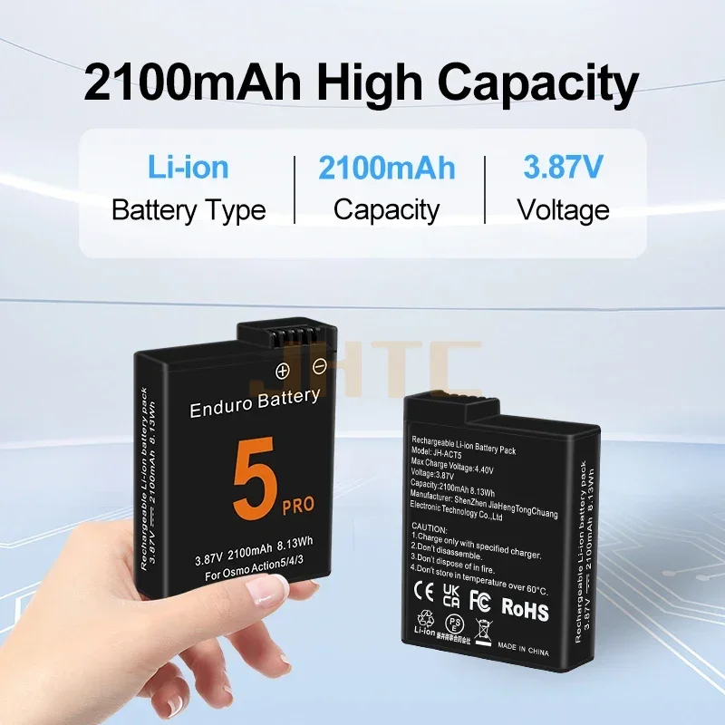 Batteries For DJI Osmo Action 3 4 5 Pro Battery Charger 2100mah For Osmo Action 5 pro Battery Camera Accessories Batterie