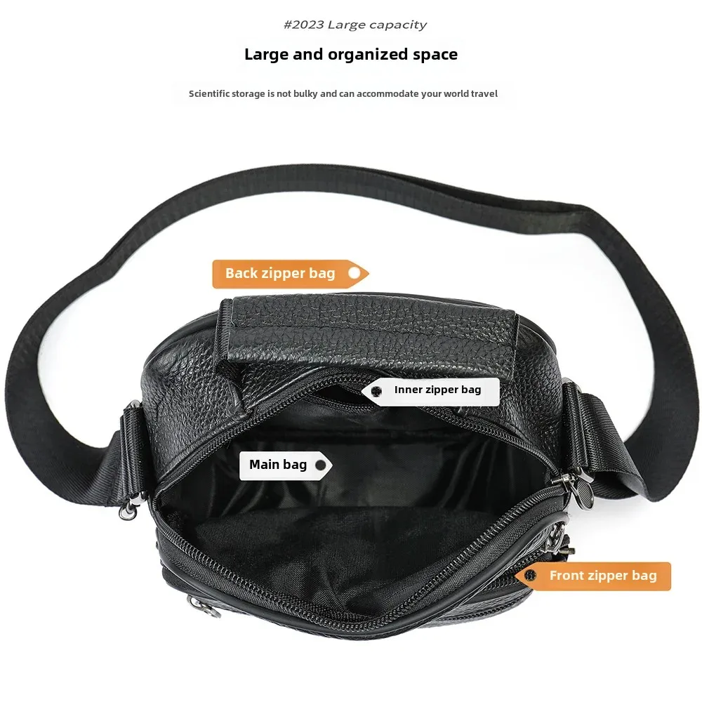 حقيبة أمازون الأكثر مبيعًا للرجال من الجلد الطبيعي ذات ملمس راقي في الهواء الطلق حقيبة كروس صغيرة غير رسمية للبيع بالجملة معدات الدراجات النارية التيار المتناوب #3