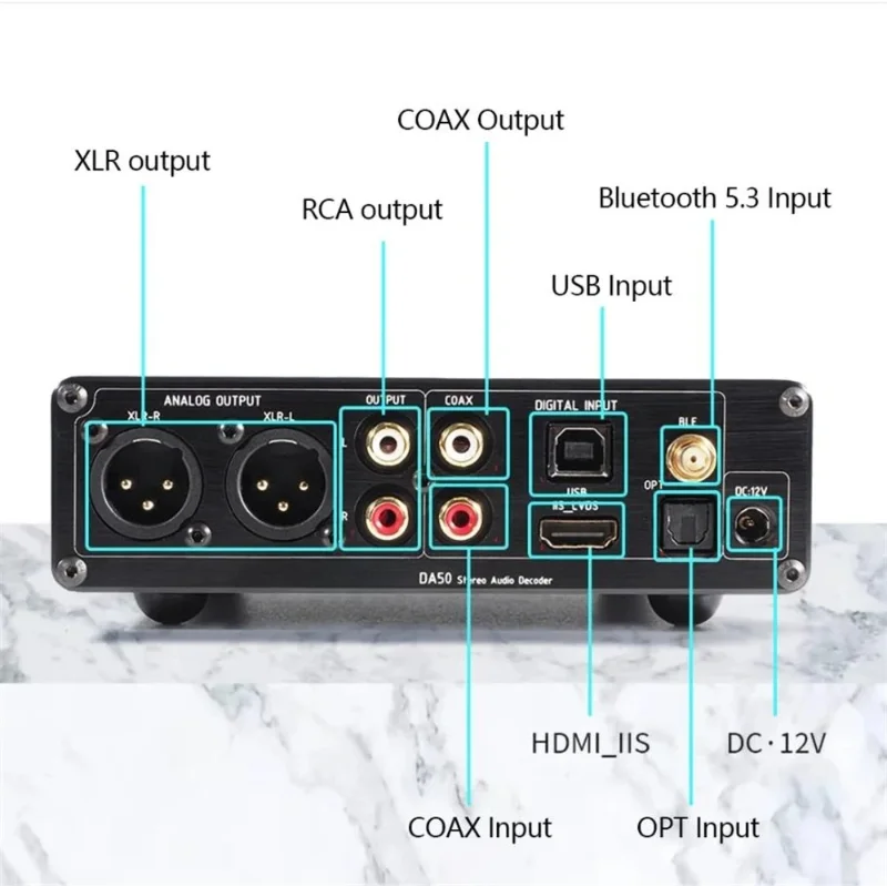 

Подходит для HiFi MQA аудиодекодера XU316 USB 32Bit 768KHz DSD512 Bluetooth 5.4 QCC5181 LDAC IIS NEW DA50 PRO 2* AK4499EX