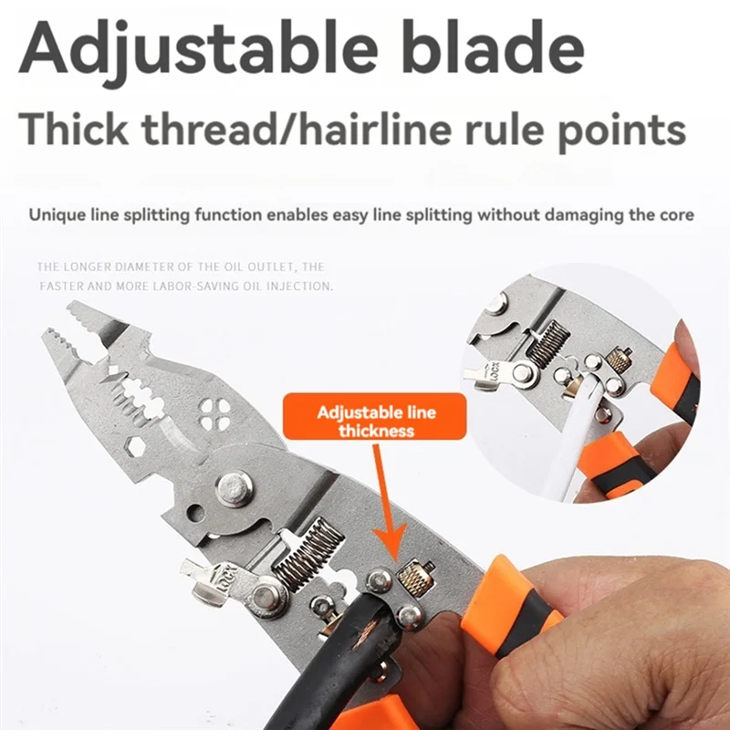 BAAJ-21 Copper Wheel Multifunctional Wire Stripping Pliers For Wire Splitting,Peeling,Pressing,Winding,Electrician Wire Split