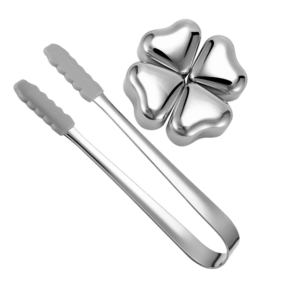 

1Set Stainless Steel Heart Shape Ice Cubes Reusable Whiskey Stones Cooling Drink Accessories No Rust Gift Whiskey Stones