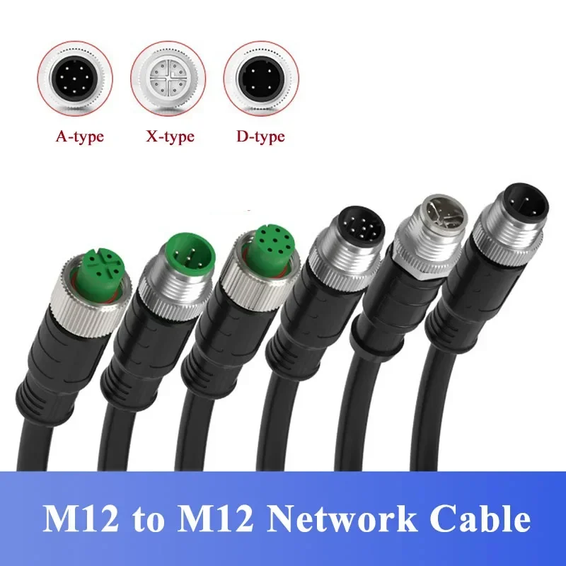

IP67 M12 8Pin X-Type Extension Cable Industrial Camera Network Wire 4 12 Pin A-Type Shielded Gigabit Drag Chain Connection Line