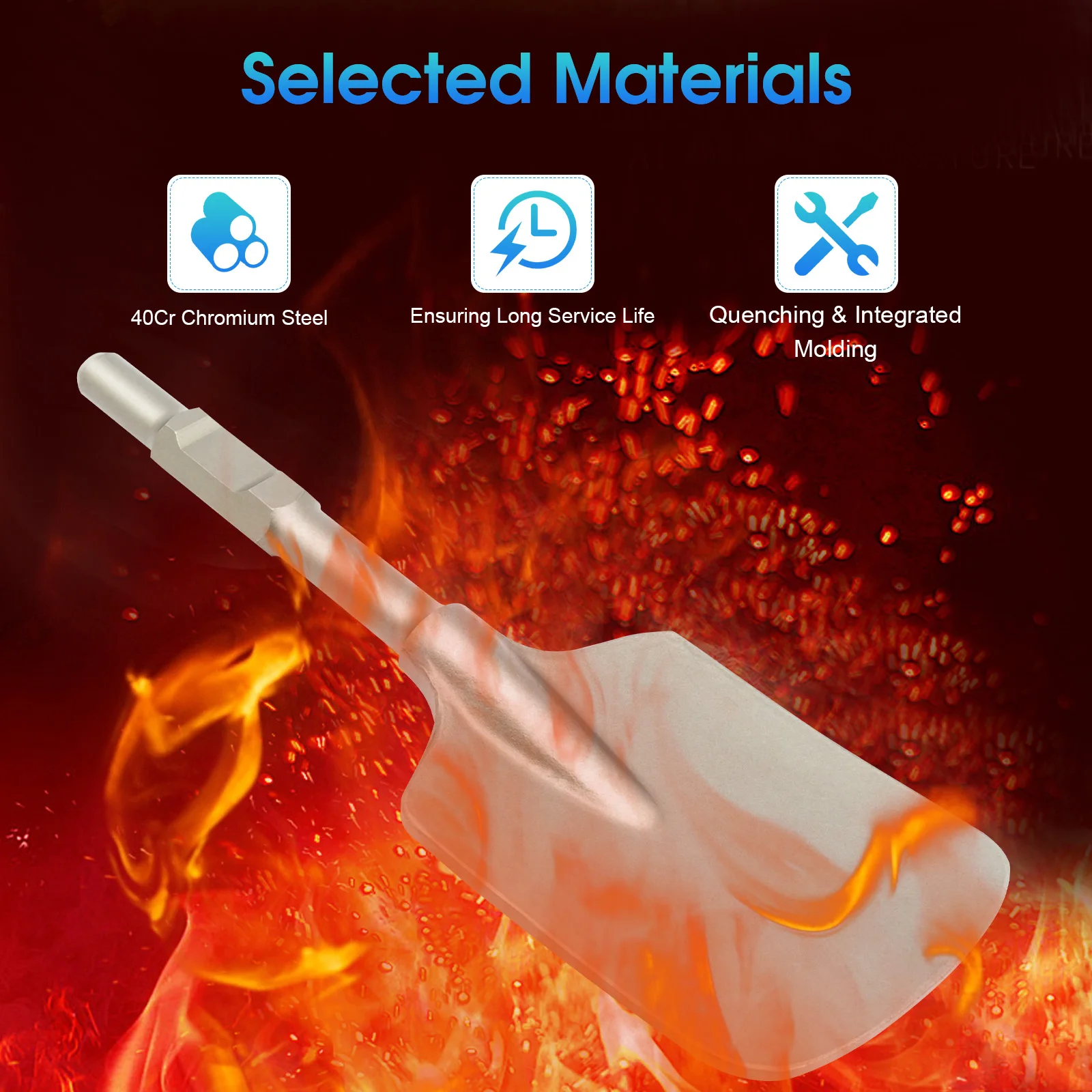 

Long Handle Electric Hammer with Heavy-Duty Chisel - Powerful Tool for Demolition and Excavation
