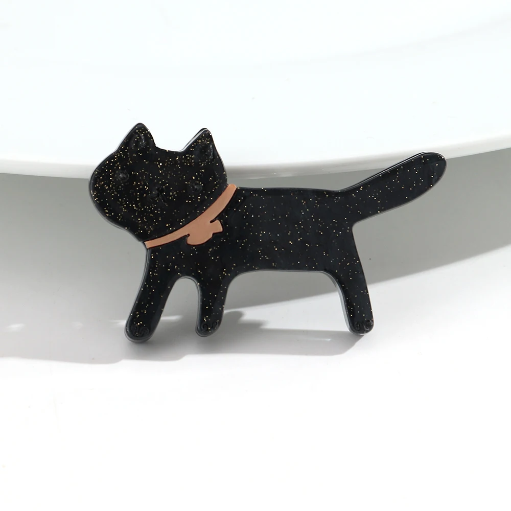 Niedliche Acryl-Tier-Broschen mit Katzenmotiv für Damen und Herren, Lustige Cartoon-Kätzchen-Anstecknadeln, Kleidungs- und Schmuck-Accessoires – Detail 9
