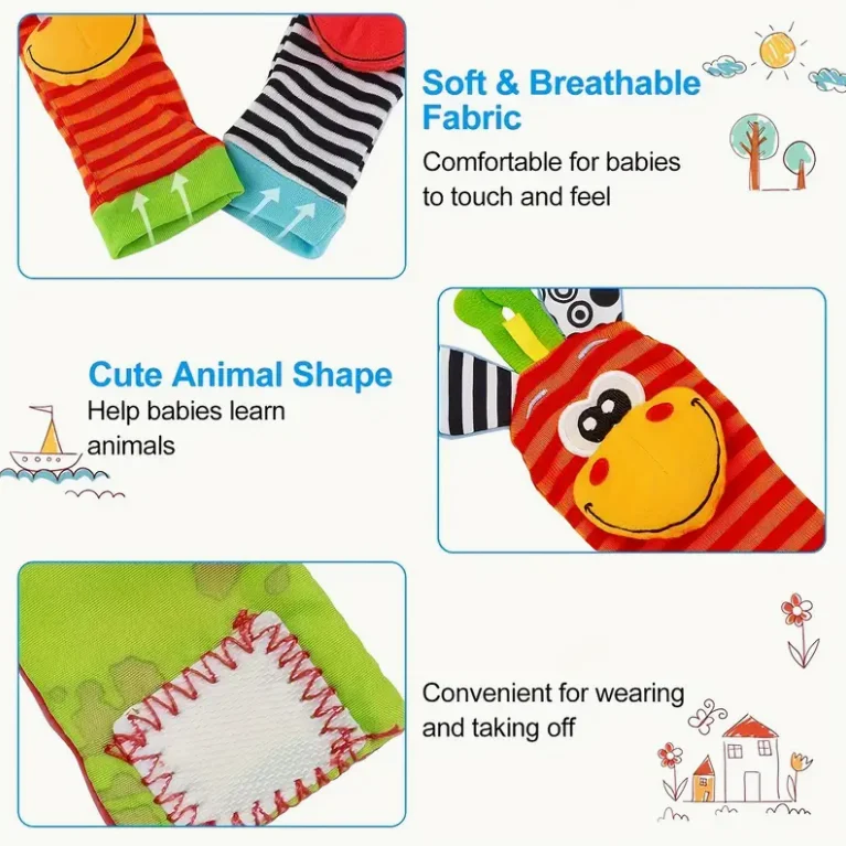 Baby Rattle 0-12 Months, Infant Rattle Socks Toys, Soft Newborn Sensory Toys,Infant Wrist Rattles for Babies Baby Gift