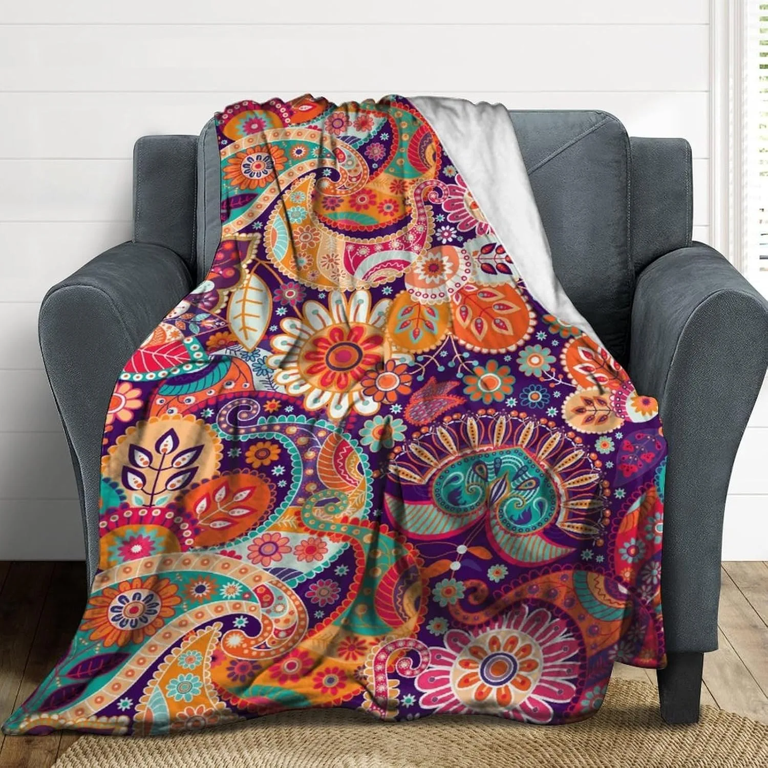 1PC Bohemia style pattern Throw Thin Blanket Pop arts Gifts for Couch Bed Car Home for Flowers and Spots Lovers all season use