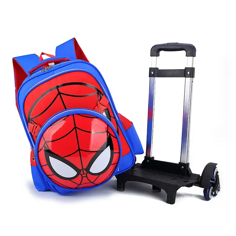 Disney 2 In 1 Trolley Backpack with Wheels Bag Spiderman Large Capacity Waterproof Suitcase Bag Can Climb Stairs Travel Bag