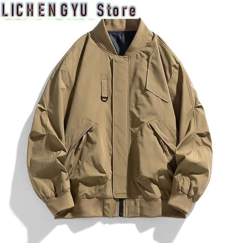 

Осенняя куртка больших размеров, мужская свободная модная брендовая куртка с карманами, 130 кг, 8XL, куртка-бомбер, мужская рабочая одежда, куртка-карго, верхняя одежда