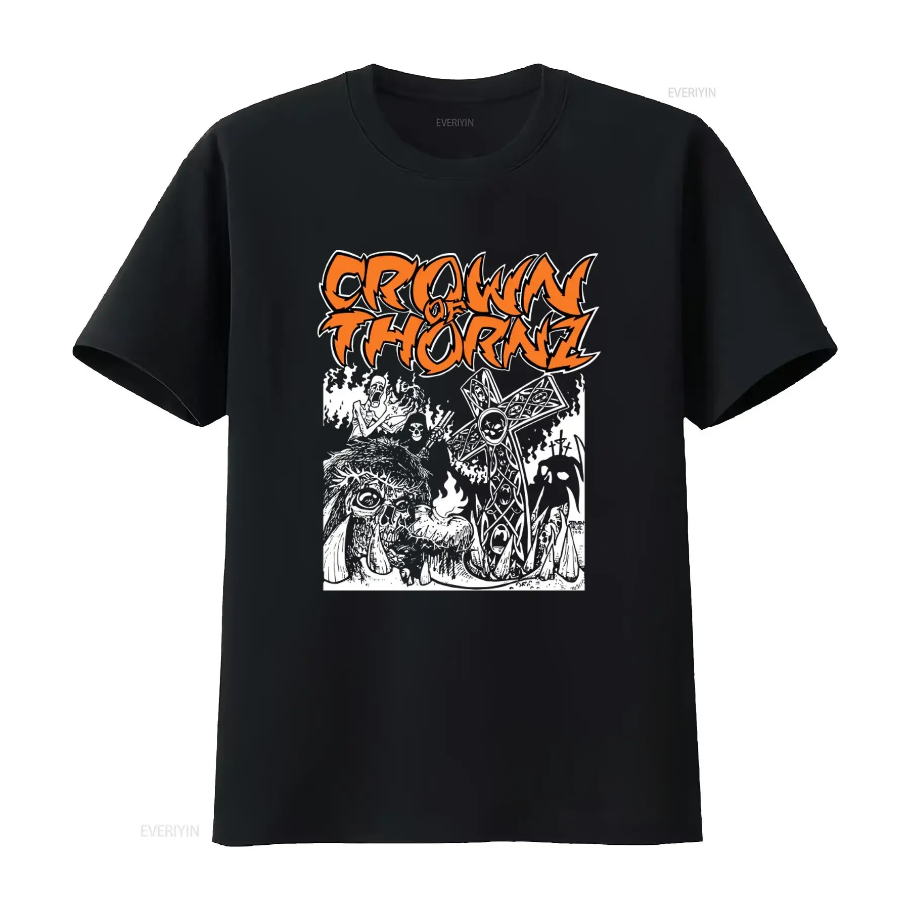 T-shirt Crown Of Thornz, petite taille, style hardcore Nyhc avec imprimés Skarhead Icepick Madball Merauder, vintage, délavé, décontracté