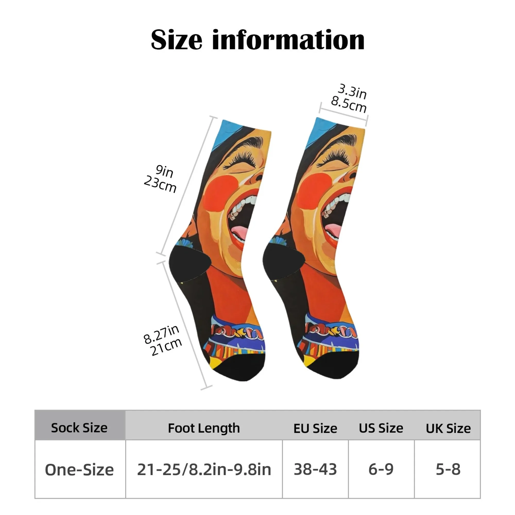 Calcetines coloridos artísticos de moda Unisex, calcetines de tripulación con estampado de persona de boca abierta, estilo callejero Hip Hop Harajuku, regalo divertido novedoso